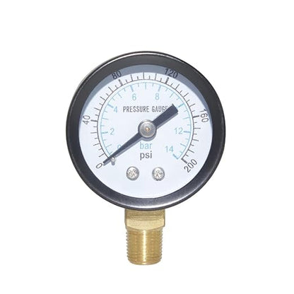 Joywayus Pressure Gauge 0 to 200 PSI Brass 1/8" Male NPT Thread Lower Mount by Joywayus