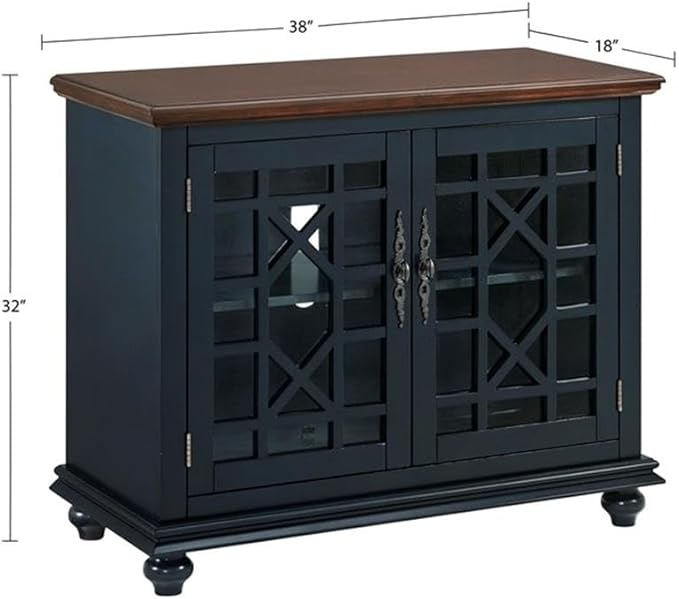 Martin Svensson Home Elegant Small Spaces TV Stand Blue with Coffee Walnut Top