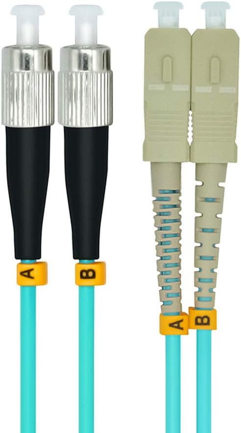 Jeirdus 10 Meters 33ft SC to FC Duplex 50/125 10G OM3 Multi-Mode Fiber Optic Cable Jumper Optical Patch Cord SC-FC