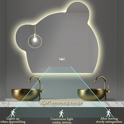 LTSRLL LED Vanity Mirror Cute Bear Decorative Mirror - Image 4