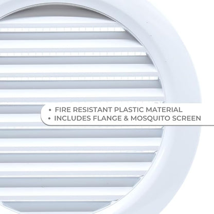 VENTS-US - 4" White Round Plastic Vent Cover - Compatible with 4 Inch Diameter - Image 3