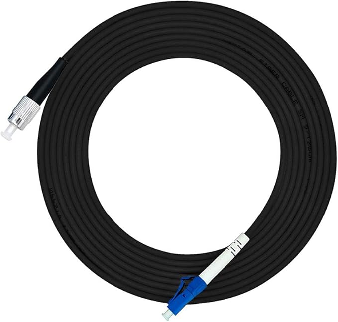 Jeirdus 100ft 100feet 30m LC to FC Outdoor Armored Simplex 9/125 SM Fiber Optic Cable Jumper Optical Patch Cord Singlemode 30Meters 100ft LC-FC
