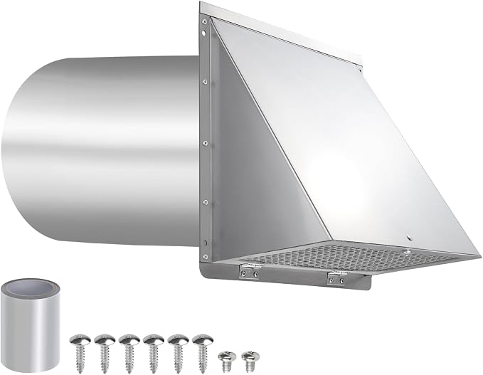 6 Inch Hooded Wall Vent with Screen and Damper, 6 Inch Exhaust Vent Cover Cap by JYINCPED