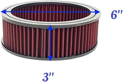 Round Washable Air Filter Cleaner Red Element Replacement Filter Flow Kit - Image 3