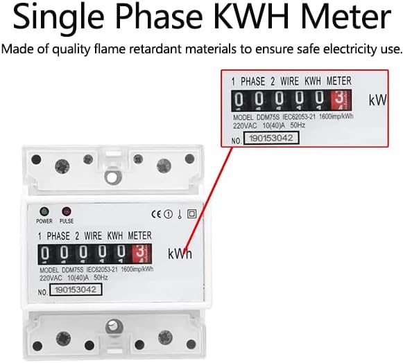 Watris Veiyi DDM75S 10-40A Single Phase KWH Meter, 4P Din Rail Energy Meter, Electric Meter, Electronic Din Rail KWh Meter, LED Electricity Power Consumption Wattmeter Energy Meter
