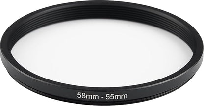 58mm to 55mm Step-Down Ring Filter Adapter, Metal Ring Step-Down Rings Adapter - Image 2