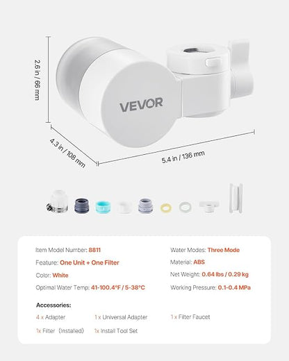 VEVOR Faucet Mount Water Filter, Horizontal Water Purifier - Image 7