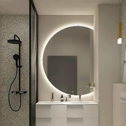 Semicircle Vanity Mirror with LED Lights, Dimmable LED Illuminated Bathroom by Unknown