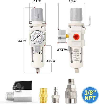 MEANLIN Air Compressor Moisture Filter, AW3000 Air Line Filter, 3/8" NPT Inlet - Image 2