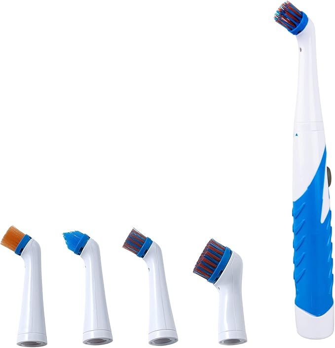 Electric Cleaning Brush with 4 in 1 Multiple Brush Heads,Indoor Household Cordless Motorized Brush for Bathroom Toilet Kitchen Tile Crevice