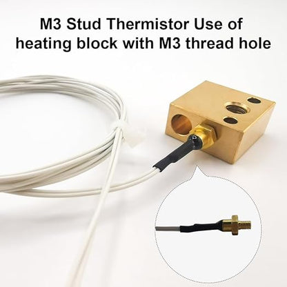 Ender 3 M3 Thermistor 300°C 1m/39.4Inch, 3D Printer M3 Stud Thermistor - Image 3