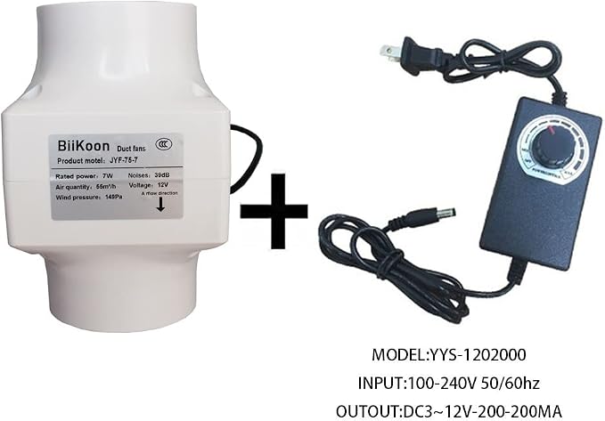 Inline Duct Fan 3 Inch Ventilation Exhaust Booster Variable Powerful 32 Cfm - Image 6