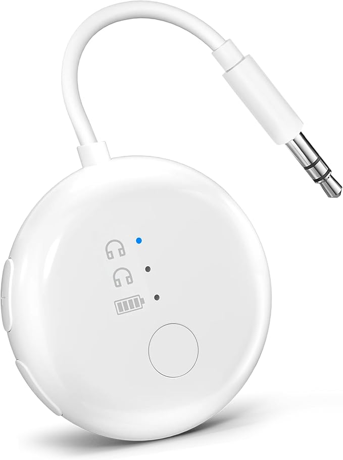 Avantree SoundJet R1 – 25Hr Airplane Bluetooth Adapter for All AirPods (Pro/Max) with Qualcomm Chipset & aptX Adaptive, Wireless Audio Transmitter for Flight Travel, Works with Bose & Other Headphones