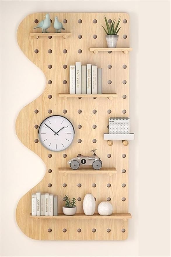 Wooden Wall Organizer for Home & Office, 15.7"x47.2" Green Perforated Display Panel, Versatile Hanging Storage for Entryway, Kitchen & Craft Room