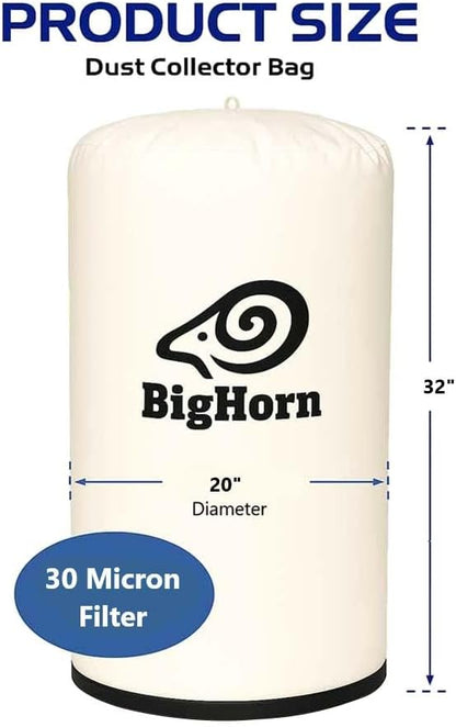 BIG HORN 11766 20 Inch Dia 30 Micron Dust Filter Bag 20 Inch x 32 Inch Long - Image 2