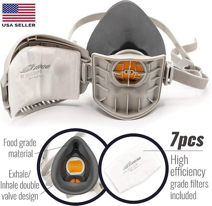 Reusable Respirator Mask with 7 Filters – Half Mask Respirator - Image 2