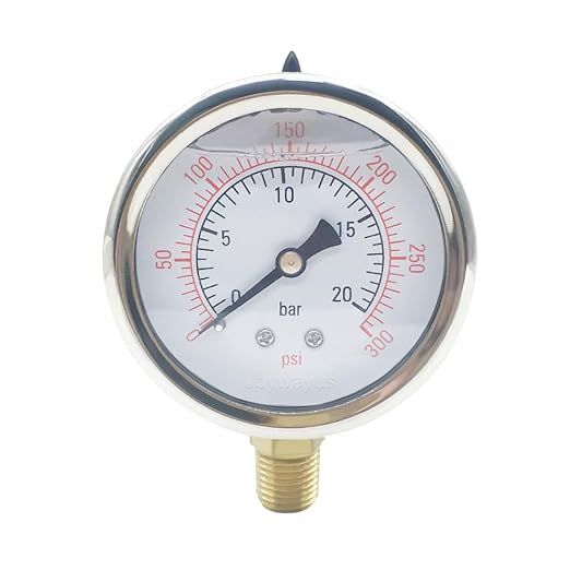 Joywayus Pressure Gauge 0-300 PSI Brass 1/4" NPT Male Thread Lower Mount by Joywayus