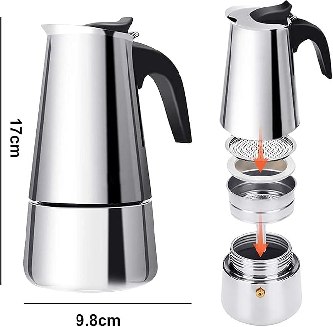 ZJchao Eagle Beak Design Moka Pot Portable Stainless Steel Coffee Maker Pot - Image 6