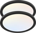 hykolity 2 Pack 12 Inch Selectable CCT LED Round Flat Panel Light, 24W, 3000K/4000K/5000K, Edge-Lit Flush Mount Ceiling Light Fixture for Kitchen, Bedroom and Closet Room, Black