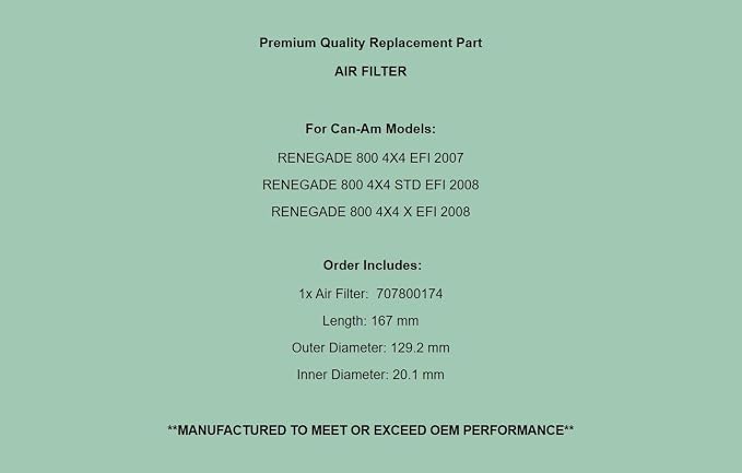 Generic Replacement Air Filter For Can-Am Renegade 800 4X4 Std X EFI 2007-2008 - Image 7