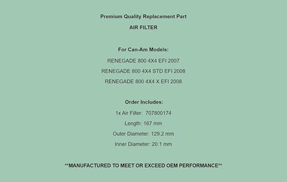 Generic Replacement Air Filter For Can-Am Renegade 800 4X4 Std X EFI 2007-2008 - Image 7