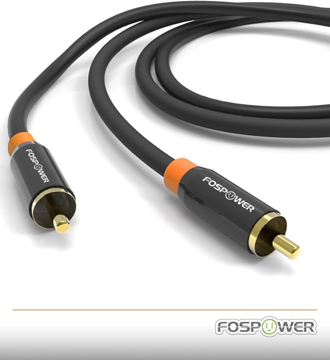 FosPower Digital Audio Coaxial Cable [24K Gold Plated Connectors] Premium S/PDIF RCA Male to RCA Male for Home Theater, HDTV, Subwoofer, Hi-Fi Systems - 6ft/2Pack