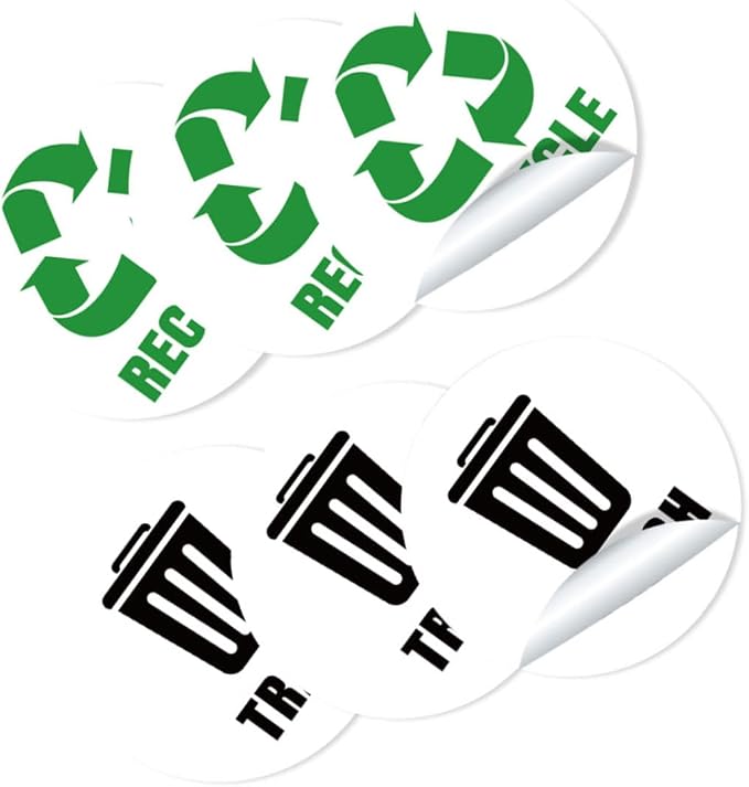 Removable Garbage Can Labels Waste Sorting Stickers Bathroom Trash Bin Combo by TOGEVAL