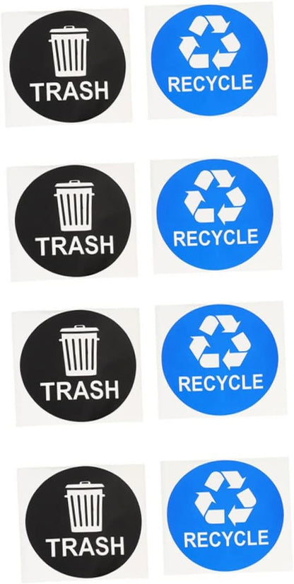 8pcs Garbage Can Stickers Waste Sorting Decals Recycling Bin Sticker Kitchen by VILLFUL