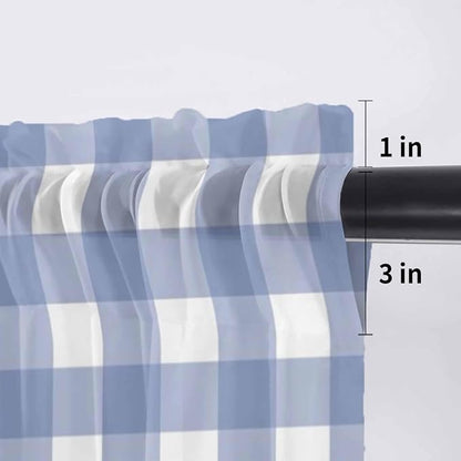 Lemon Sheer Valance Curtains, Summer Fruit Floral Wood Grain Blue Plaid Light - Image 7