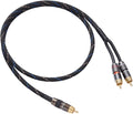 JORZOR Audiophile RCA to 2RCA Subwoofer Cable,1 RCA Male to 2 RCA Male Audio Cable RCA Y-Adapter,Oxygen-Free Copper,Nylon Braided Jacket (3M(9.9FT)) (RANHANG1)