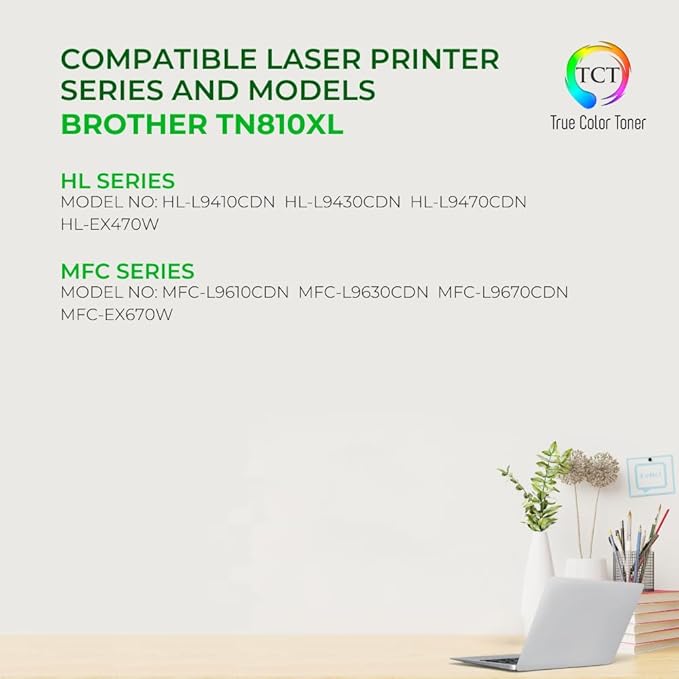 TCT TN810XL Toner Cartridge 5 Pack - Compatible Replacement for Brother TN810 TN-810XL High Yield Works with Brother HL‐L9410CDN L9430CDN MFC‐L9610CDN Printers (Black Cyan Magenta Yellow)