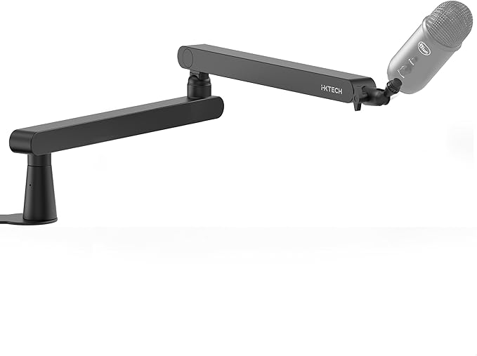 IXTECH Mic Arm Desk Mount, Low Profile 360° Swivel Mic Boom Arm, Adjustable Microphone Arm with Detachable Rise Column and Built-In Cable Management for Streaming and Recording.