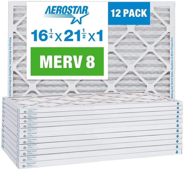 Aerostar 16 1/4x21 1/2x1 MERV 8 Pleated Air Filter, AC Furnace Air Filter by AirFiltersDelivered