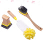 Natural Wood Handle Sponge Scrubber Tile Scrubber Brush Cleaner Kitchen by BEBEMOKO