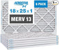 Aerostar 18x25x1 MERV 13, Pleated Air Filter, Box of 6, Made in the USA by AirFiltersDelivered