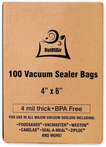 OutOfAir 100 Vacuum Sealer Bags: 4" x 6" Pre Cut Bags - Image 2