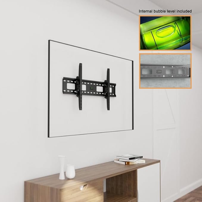 Ultra Slim Tilt TV Wall Mount Bracket for TCL S551G 55S551G 55 Inch TV - Low Profile 1.7" from Wall, 12° Tilt Angle, Industrial Grade, Easy Install