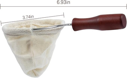 AUEAR, Wooden Handle Coffee Filter Reusable Cafe Flannel Cloth Bag Sock Strainer - Image 2