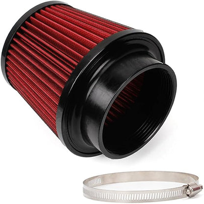 Red 4" 100mm Inlet Cone Replacement Dry Air Filter High Flow Car Performance - Image 2