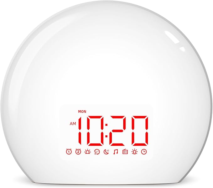 Audio and Video Receivers Sound Machine Alarm Clock Sunrise Wake Up Light with 25 Sounds Simulation Dual Alarms Bedroom Kids Adults Heavy Sleepers 12 Colors Nightlight Sleep Aid Snooze Timer Mode
