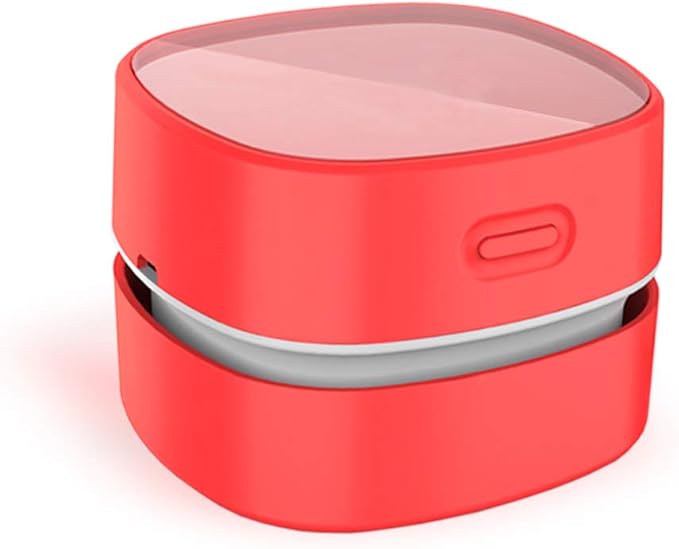 ODISTAR Desktop Vacuum Cleaner,Mini Table dust Sweeper Energy Saving,High Endurance up to 400 mins,Cordless&360º Rotatable for Cleaning Hairs,Crumbs,Computer Keyboard of Kids Gift(Red Charging)