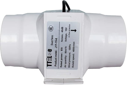3”Inline Air Vent Pet Fan 6W Greenhouse Ventilation Equipment 12V Indoor Intake by Unknown