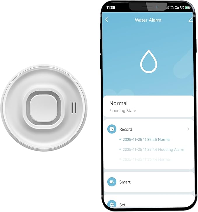 100dB Loud Wireless Water Leak Detector, WiFi Water Leak Sensor for Kitchen Bathroom Basement, Floor & Pipe Drip Alert