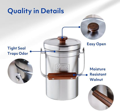 Vatya Stainless Steel Kitchen Compost Bin - Image 5