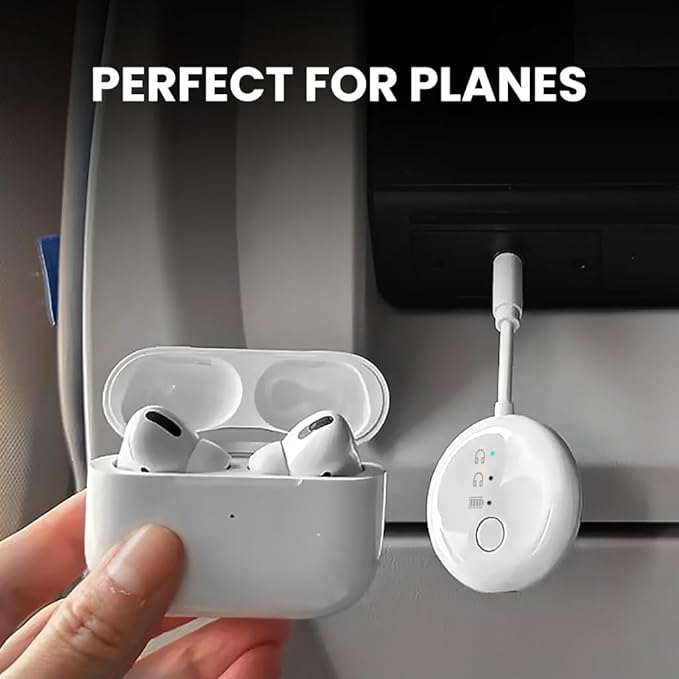 Avantree SoundJet R1 – 25Hr Airplane Bluetooth Adapter for All AirPods (Pro/Max) with Qualcomm Chipset & aptX Adaptive, Wireless Audio Transmitter for Flight Travel, Works with Bose & Other Headphones