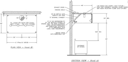 Commercial Kitchen Restaurant Duty Exhaust Hood, Wall Canopy Stainless Steel - Image 3