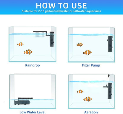 Submersible Internal Aquarium Filter Multiple Function Powerful Pump Fish Tank - Image 7