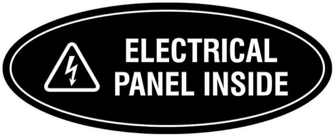 Signs ByLITA Oval Electrical Panel Inside Sign (Black) - Medium 2 Pack