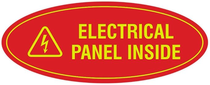 Signs ByLITA Oval Electrical Panel Inside Sign (Red/Yellow) - Large