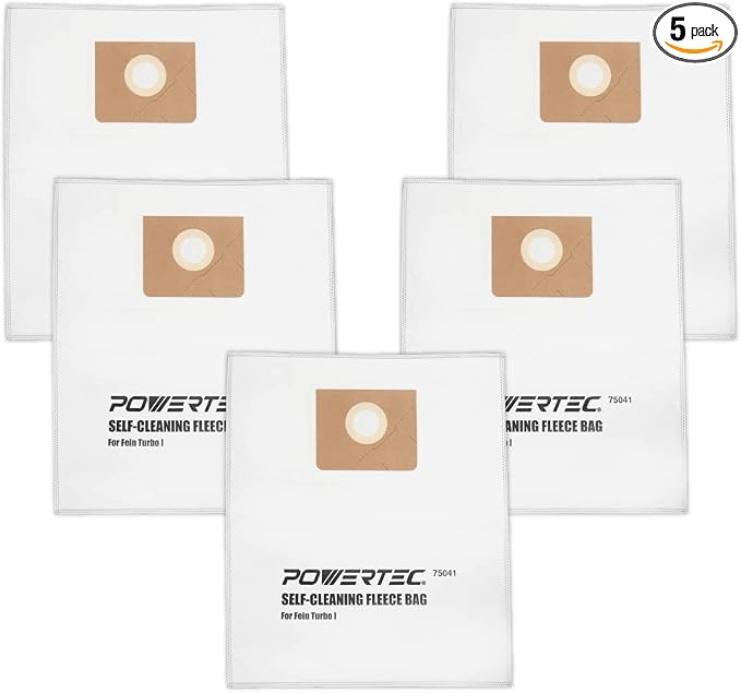 POWERTEC Turbo I, 9-20-27 Fleece Filter Bags 5PK, by POWERTEC